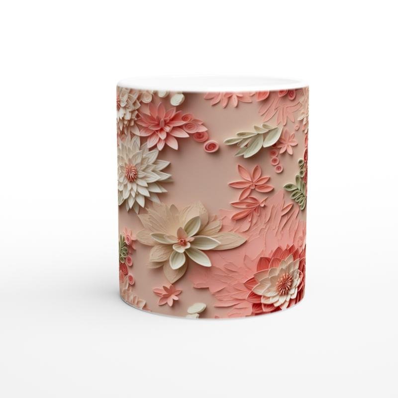 Pudra Bahçesi Çiçekli Rölyef Kupa Bardak - 2