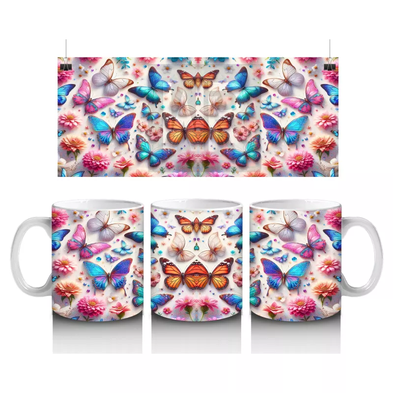 Rengarenk Kelebek Desenli Pop Sanat Kupa – Baskılı Kupa Bardak