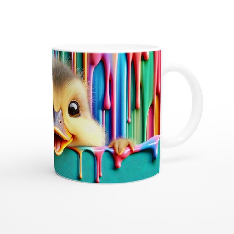 Renk Cümbüşü Arasından Bakan Civciv Temalı Baskılı Kupa Bardak - 3