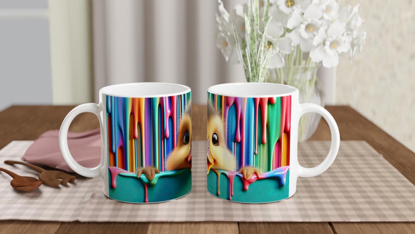 Renk Cümbüşü Arasından Bakan Civciv Temalı Baskılı Kupa Bardak - 5