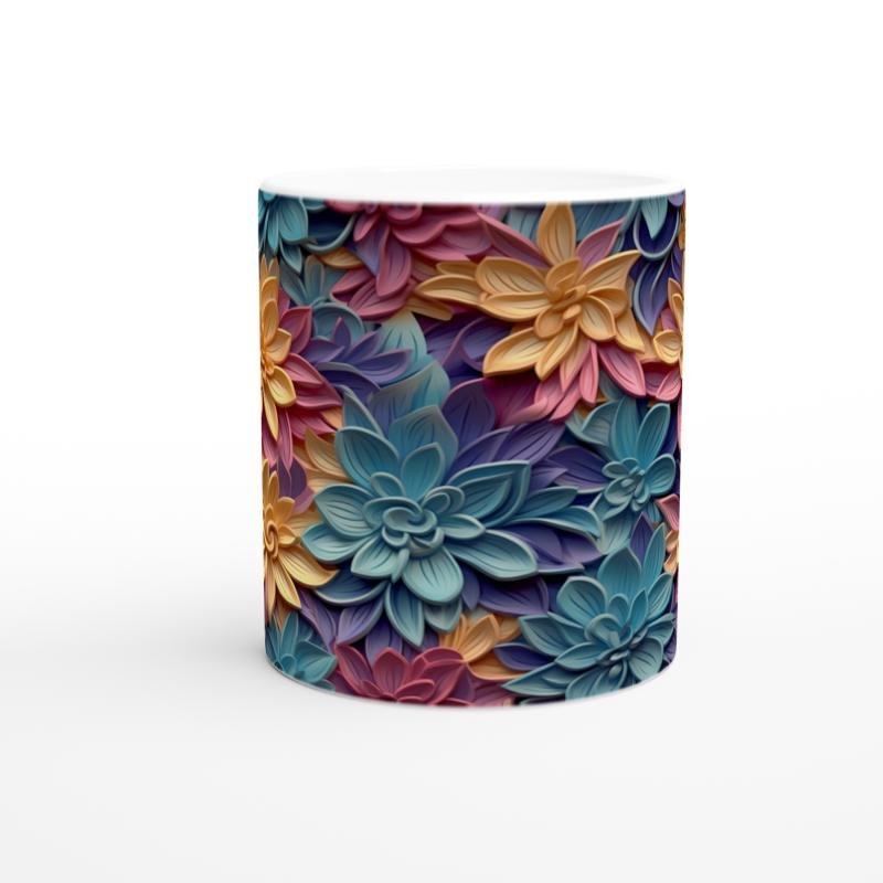 Renk Cümbüşü Çiçek Desenli Kupa Bardak - 2