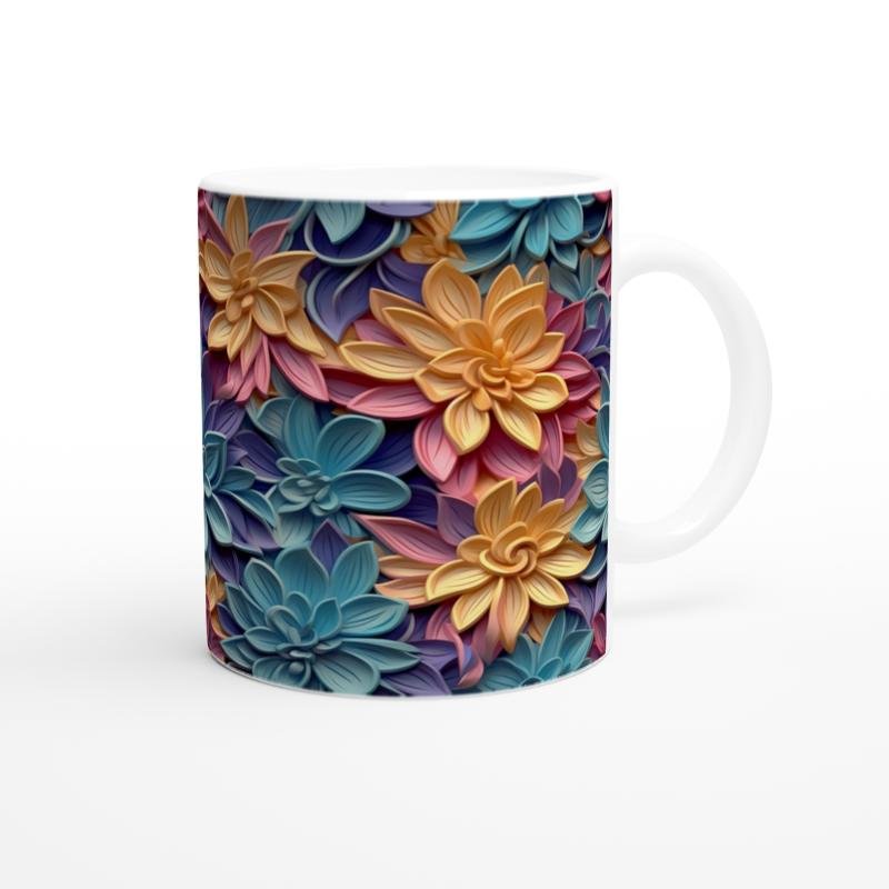 Renk Cümbüşü Çiçek Desenli Kupa Bardak - 3