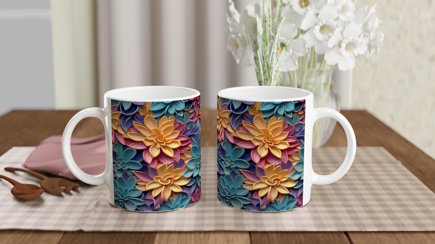 Renk Cümbüşü Çiçek Desenli Kupa Bardak - 5