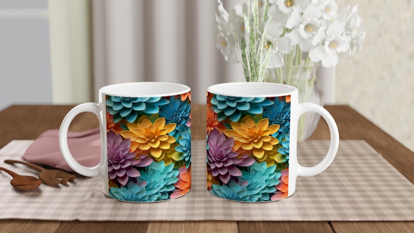 Renk Cümbüşü Çiçekli Kupa Bardak - 5