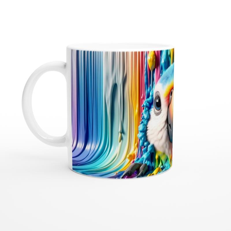 Renk Dalgaları Arasından Bakan Papağan Temalı Baskılı Kupa Bardak - 2
