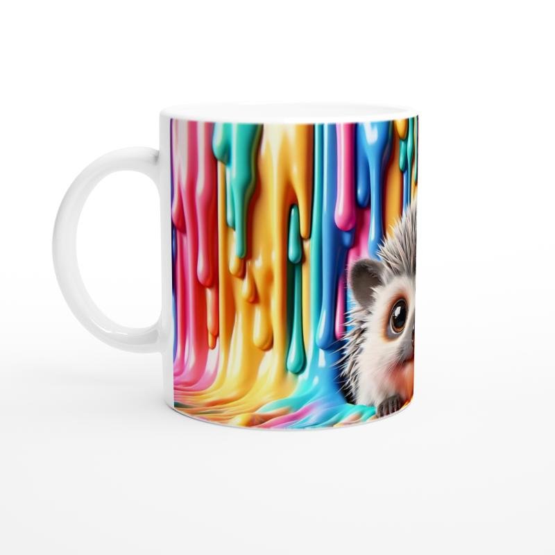 Renk Dalgası Arasından Bakan Kirpi Temalı Baskılı Kupa Bardak - 2