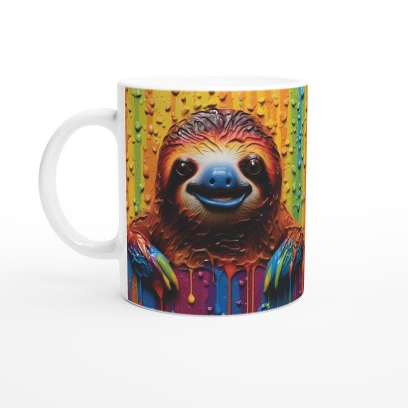 Renk Yağmurunda Gülümseyen Tembel Kupa Bardak