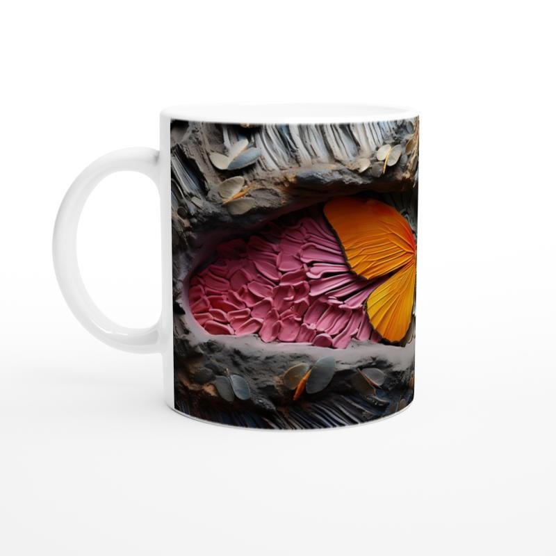 Renklerin Dansı İçinden Fırlayan Kelebek Temalı Baskılı Kupa Bardak - 2