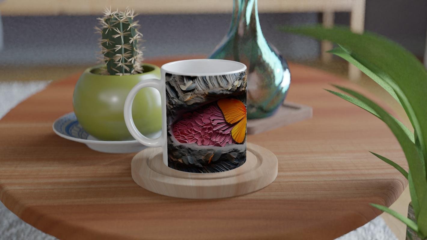 Renklerin Dansı İçinden Fırlayan Kelebek Temalı Baskılı Kupa Bardak - 4