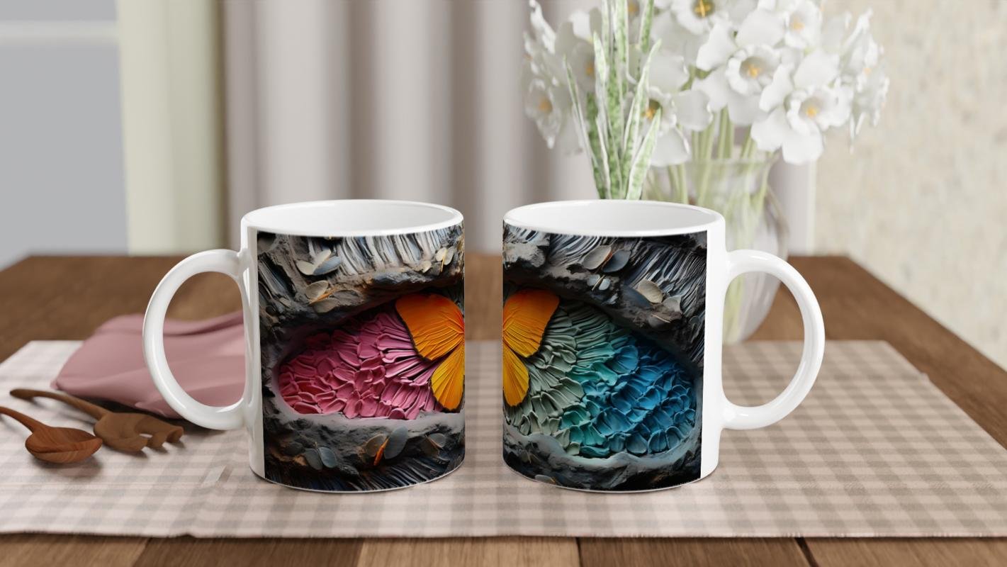 Renklerin Dansı İçinden Fırlayan Kelebek Temalı Baskılı Kupa Bardak - 5