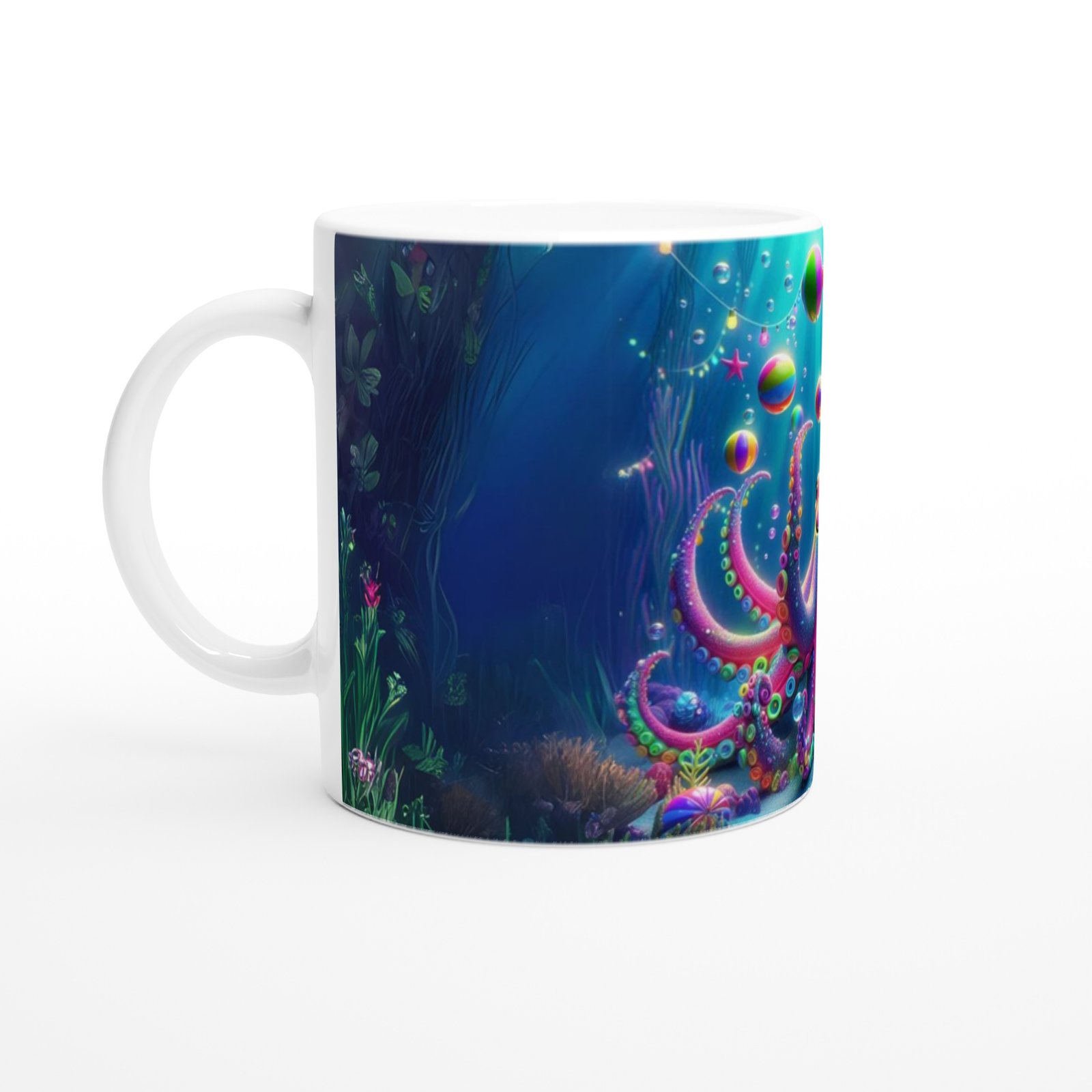 Renkli Ahtapot ve Balonlar Baskılı Kupa Bardak - 2