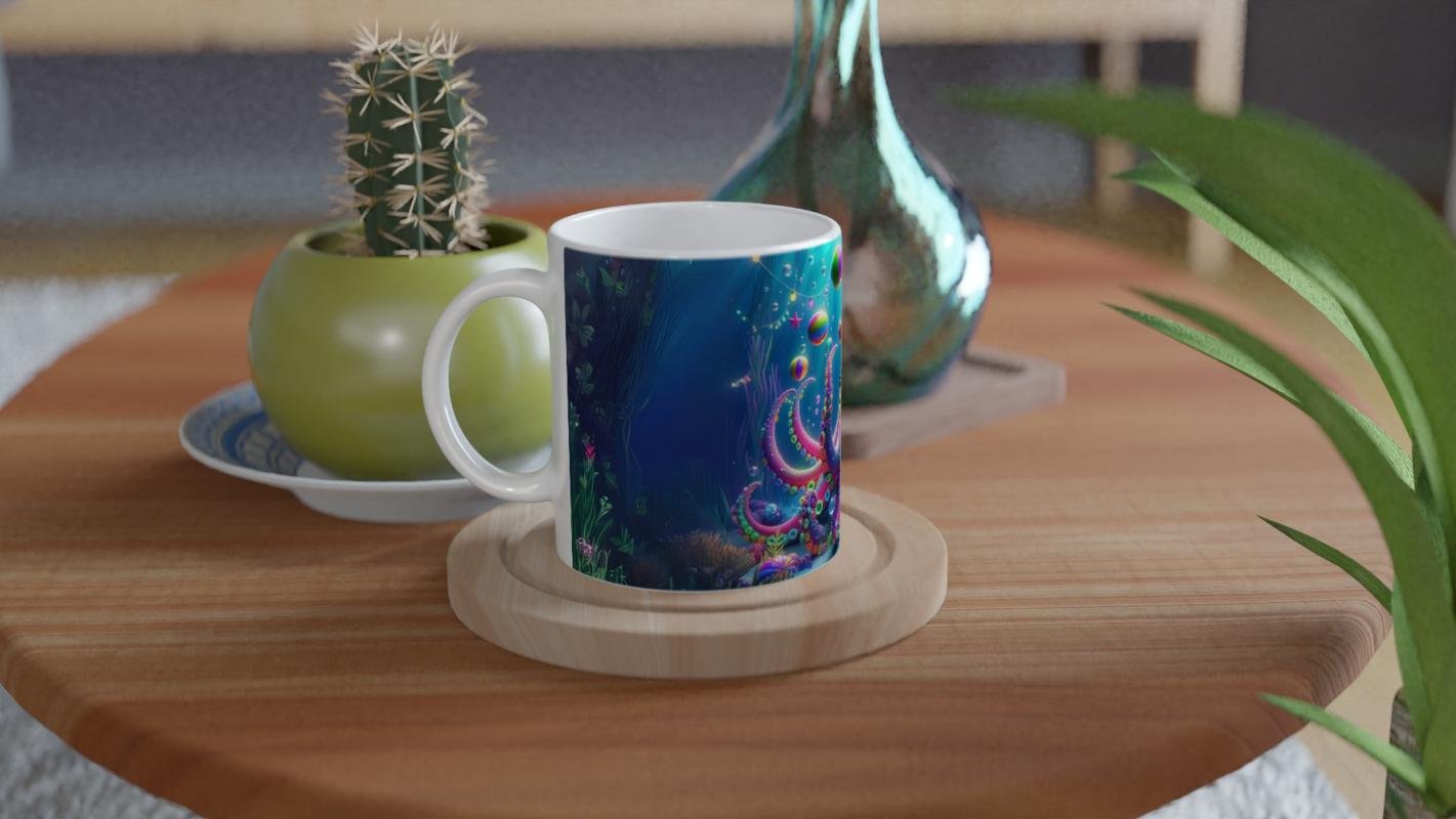 Renkli Ahtapot ve Balonlar Baskılı Kupa Bardak - 4