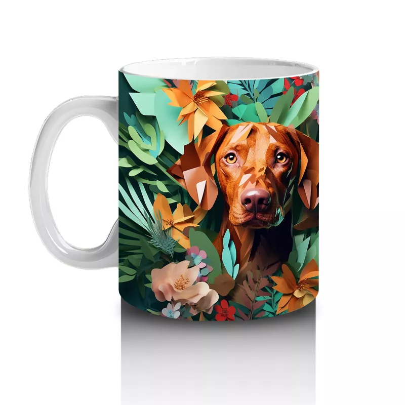 Renkli Arka Planda Ayna Simetrili Köpek – Baskılı Kahve Kupası - 2