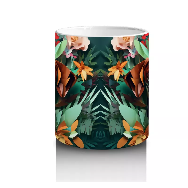 Renkli Arka Planda Ayna Simetrili Köpek – Baskılı Kahve Kupası - 3