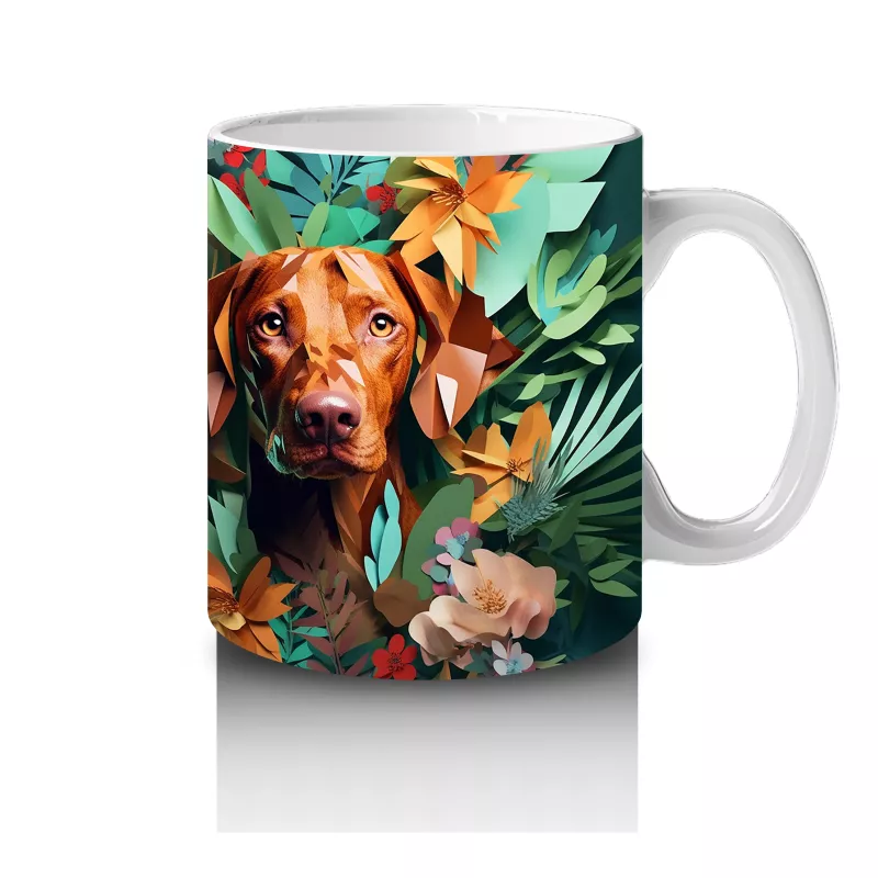 Renkli Arka Planda Ayna Simetrili Köpek – Baskılı Kahve Kupası - 4