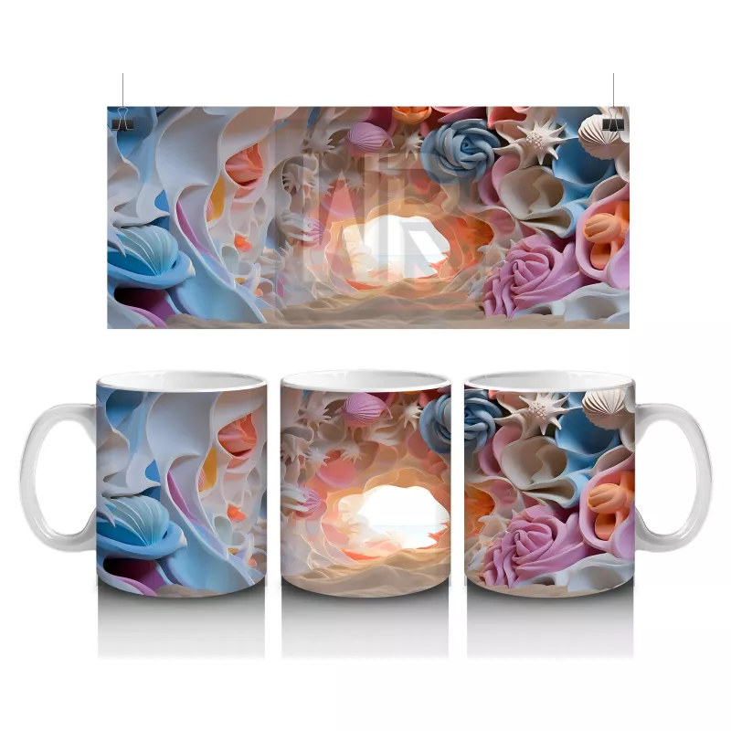 Renkli Çeşitli Kelebeklerden Oluşan Koleksiyon Deseni - Baskılı kahve kupası