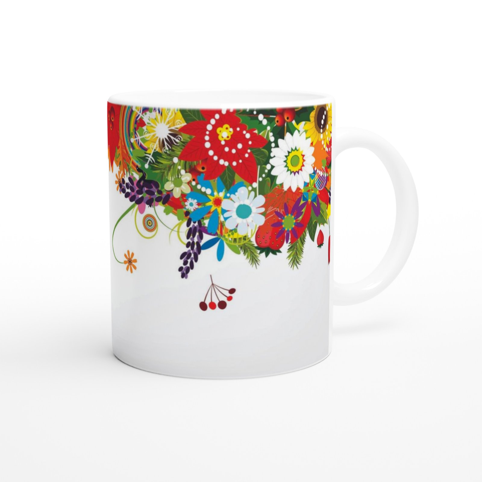 Renkli Çiçek Bahçesi Temalı Kupa Bardak - 3