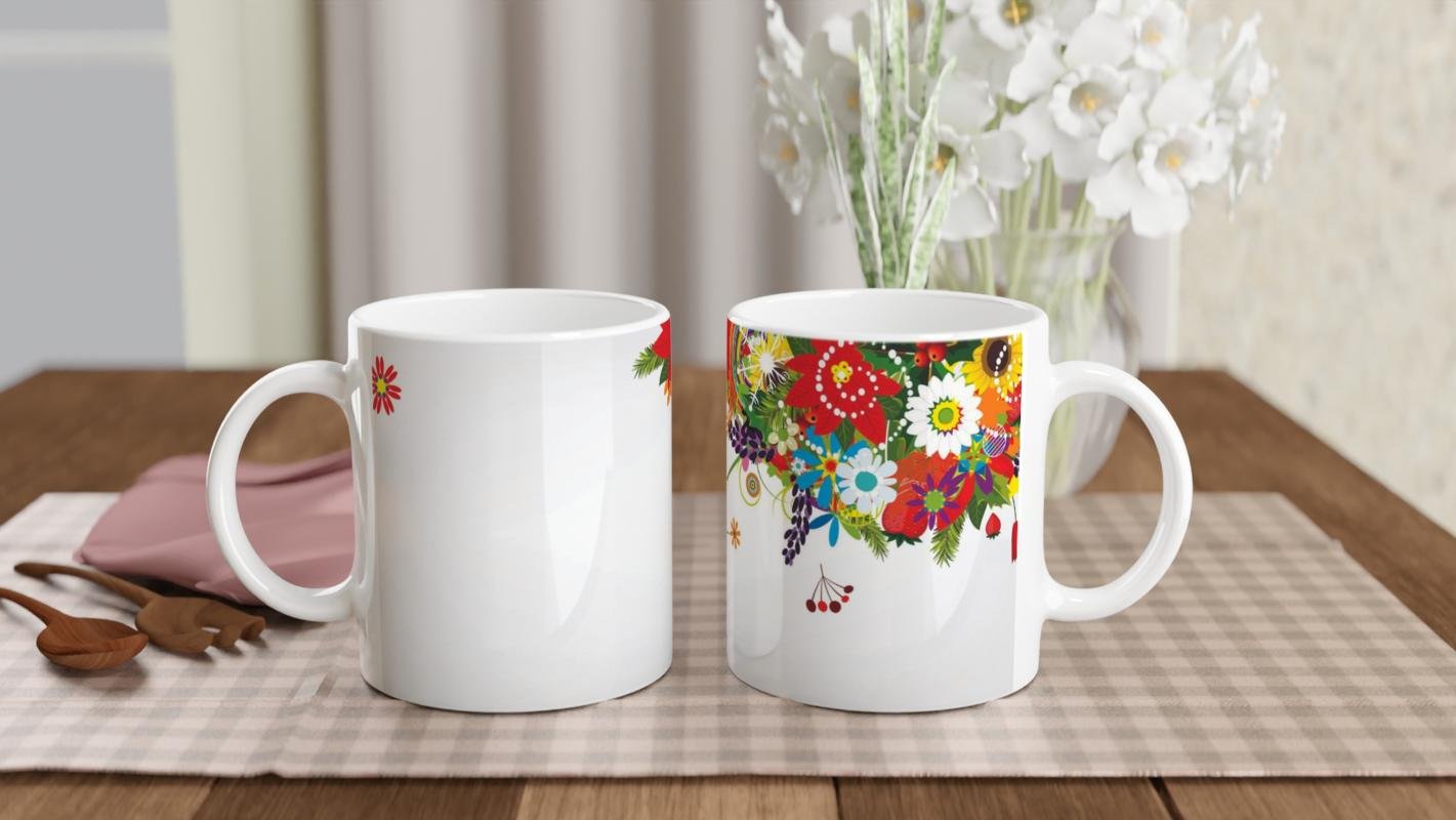 Renkli Çiçek Bahçesi Temalı Kupa Bardak - 5