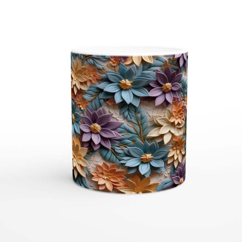 Renkli Çiçek Desenli Pastel Kupa - 2