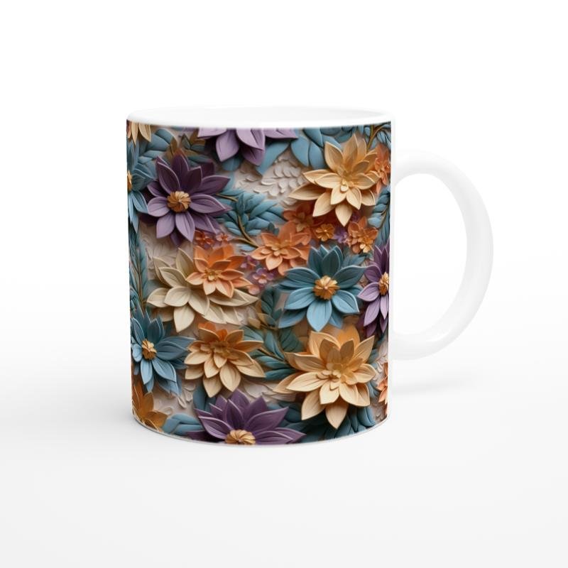 Renkli Çiçek Desenli Pastel Kupa - 3