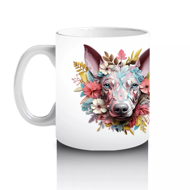 Renkli Çiçeklerle Süslenmiş Köpek Portresi – Baskılı - 2