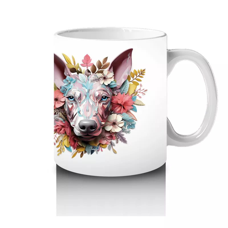 Renkli Çiçeklerle Süslenmiş Köpek Portresi – Baskılı - 4