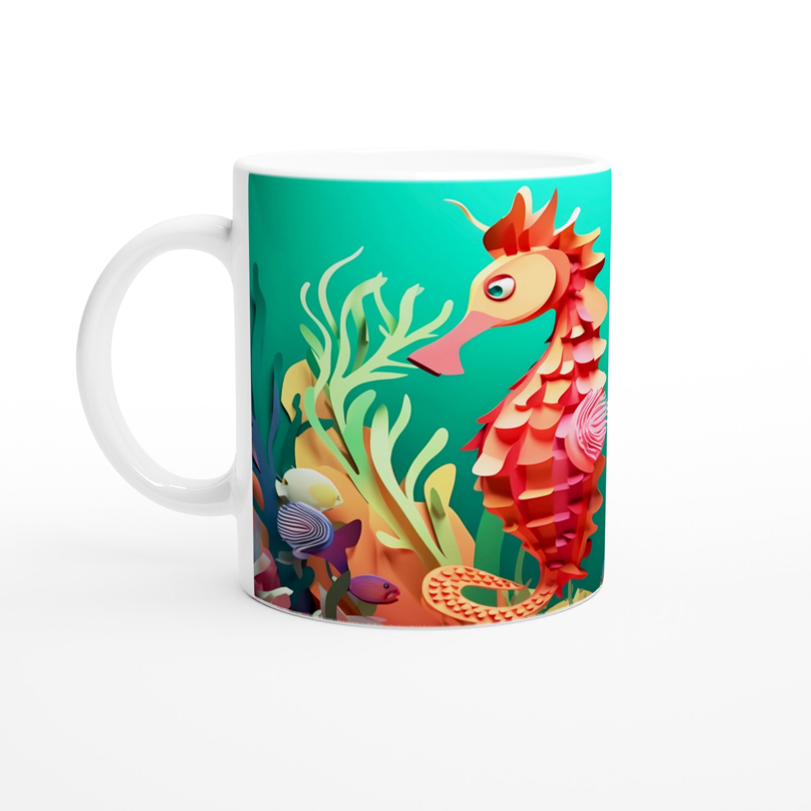 Renkli Denizatı Çifti Su Altı Temalı Kupa Bardak - 2