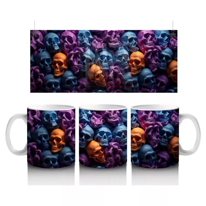 Renkli Kafataslarıyla Dolu Karanlık Duvar – Hediyelik Kahve Kupası