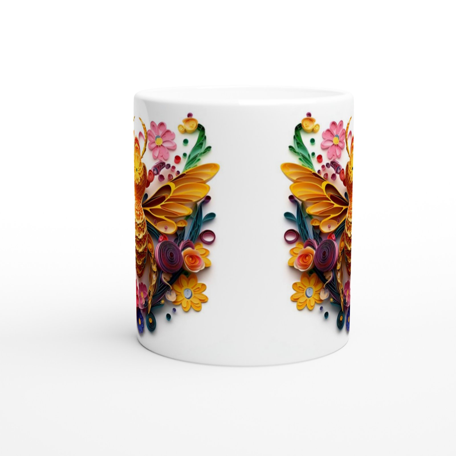 Renkli Kağıt Arı ve Çiçek Bahçesi Kupa Bardak - 2