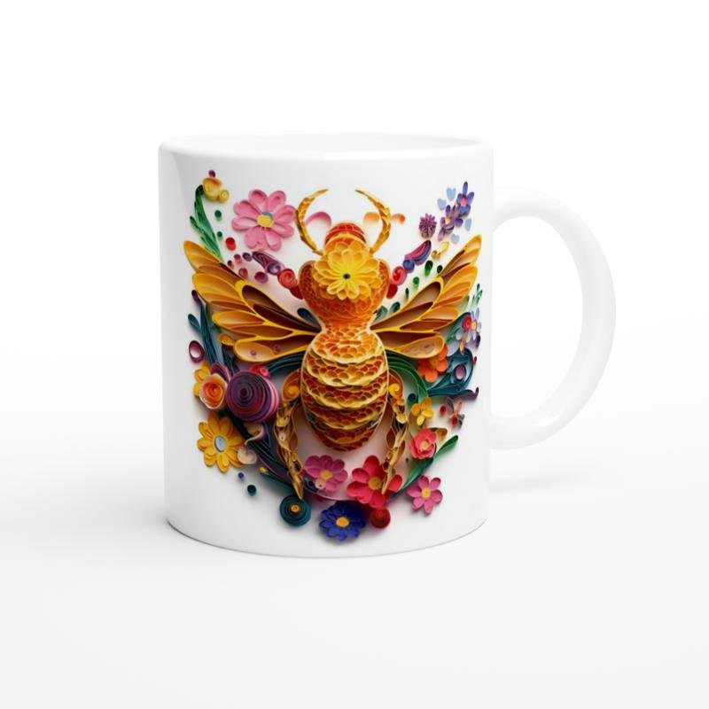 Renkli Kağıt Arı ve Çiçek Bahçesi Kupa Bardak - 3