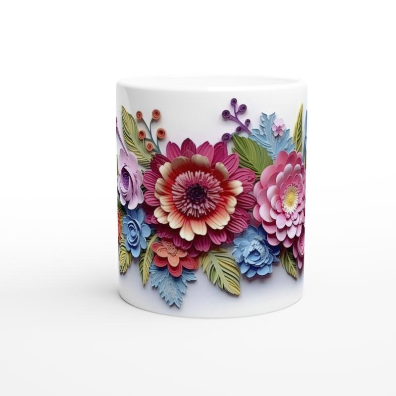 Renkli Kağıt Çiçekler Kupa Bardak