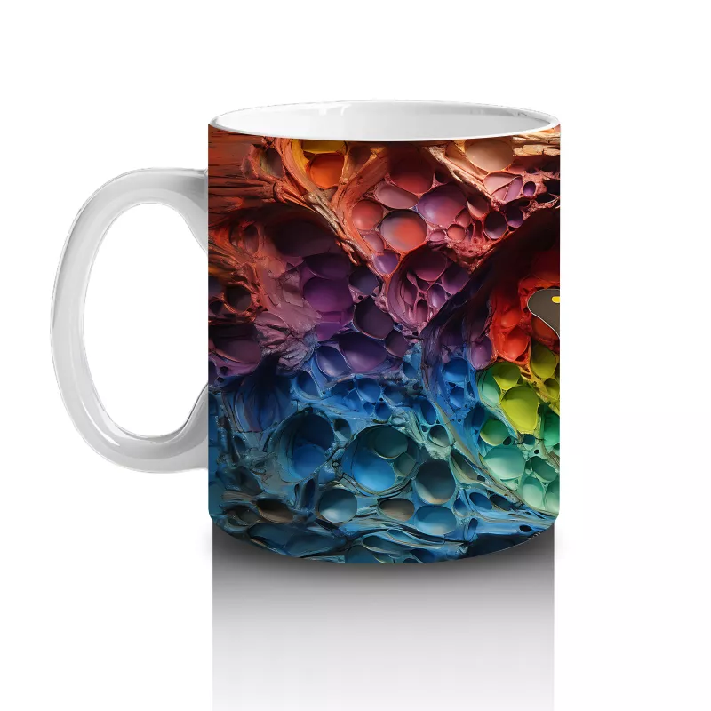 Renkli Kaya Oyuntusunda Turuncu Kelebek – Baskılı Kahve Kupası - 2