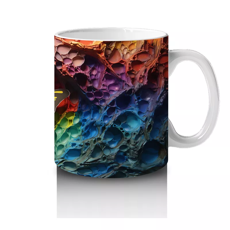 Renkli Kaya Oyuntusunda Turuncu Kelebek – Baskılı Kahve Kupası - 4