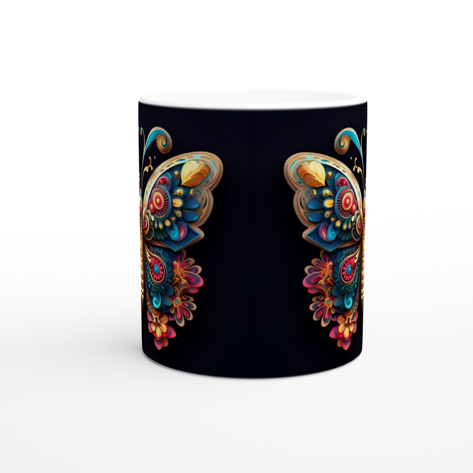 Renkli Kelebek Baskılı Kupa Bardak - 2