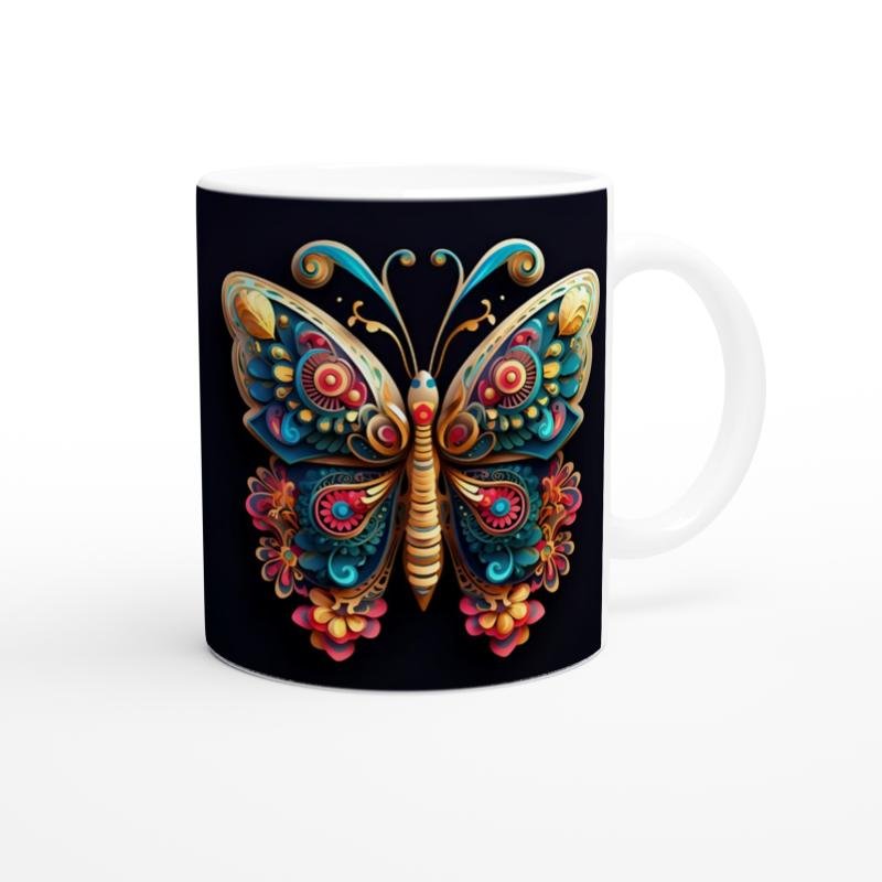 Renkli Kelebek Baskılı Kupa Bardak - 3