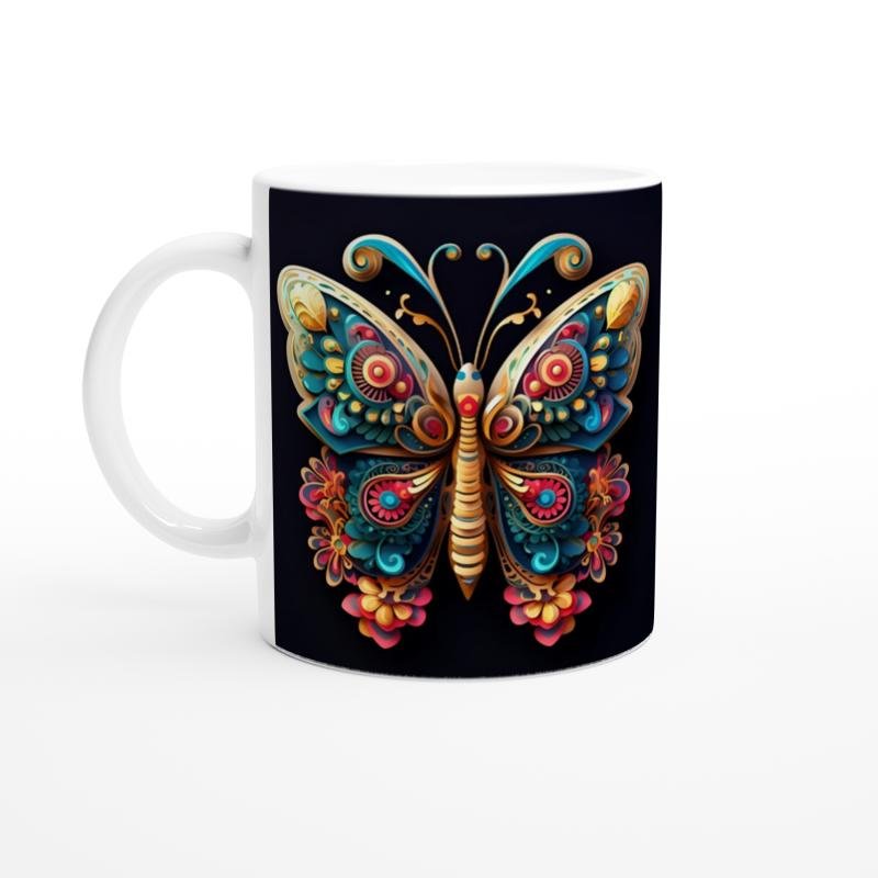 Renkli Kelebek Baskılı Kupa Bardak