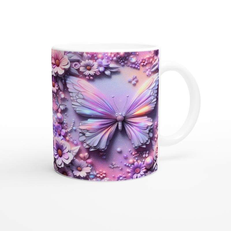 Renkli Kelebekler ve Çiçekler Temalı Baskılı Kupa Bardak - 3