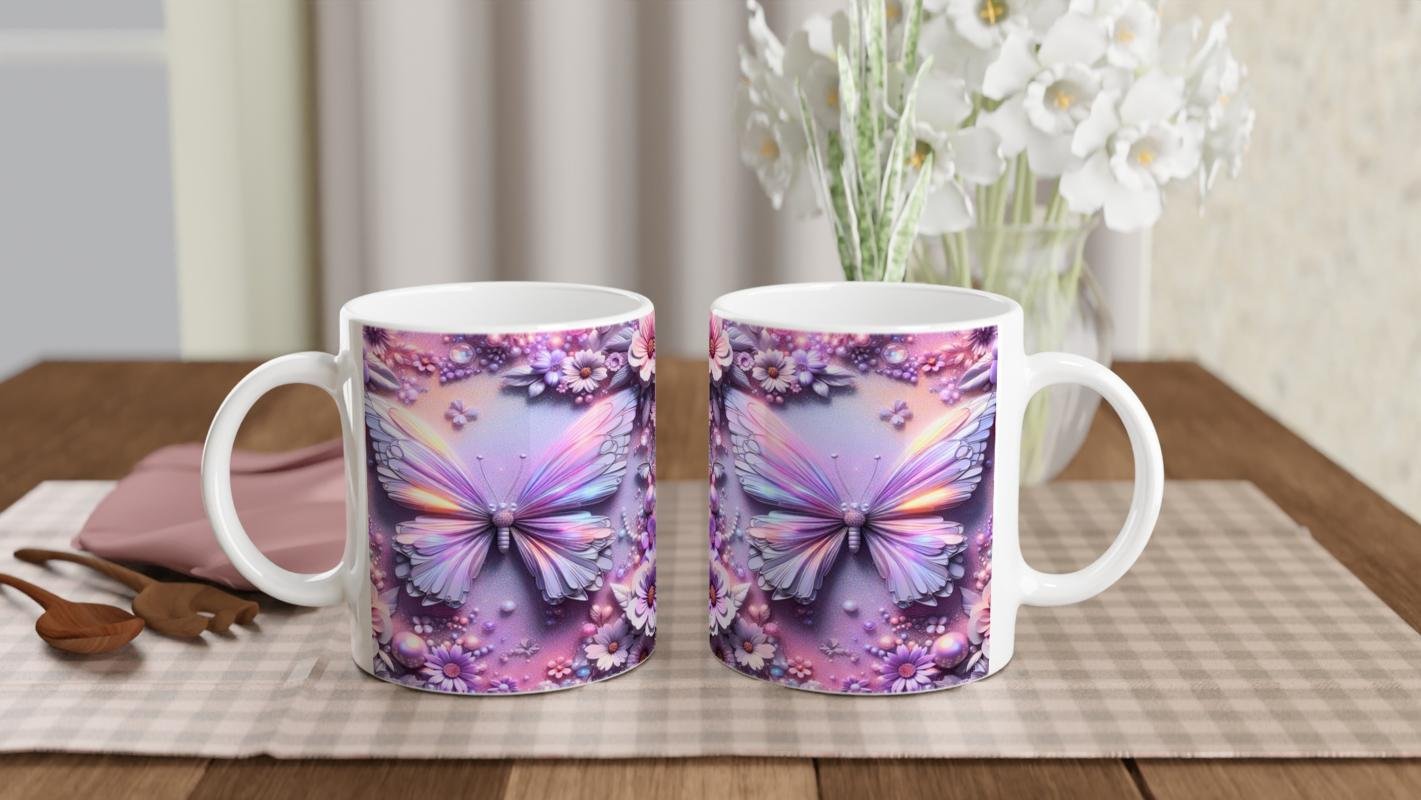 Renkli Kelebekler ve Çiçekler Temalı Baskılı Kupa Bardak - 5