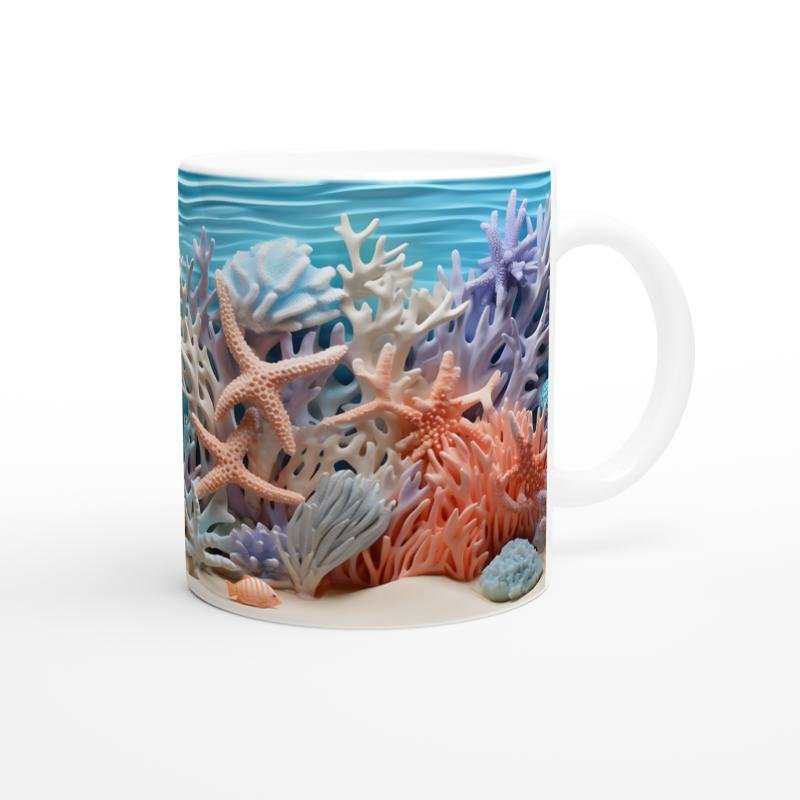 Renkli Mercan ve Deniz Yıldızı Temalı Kupa Bardak - 3