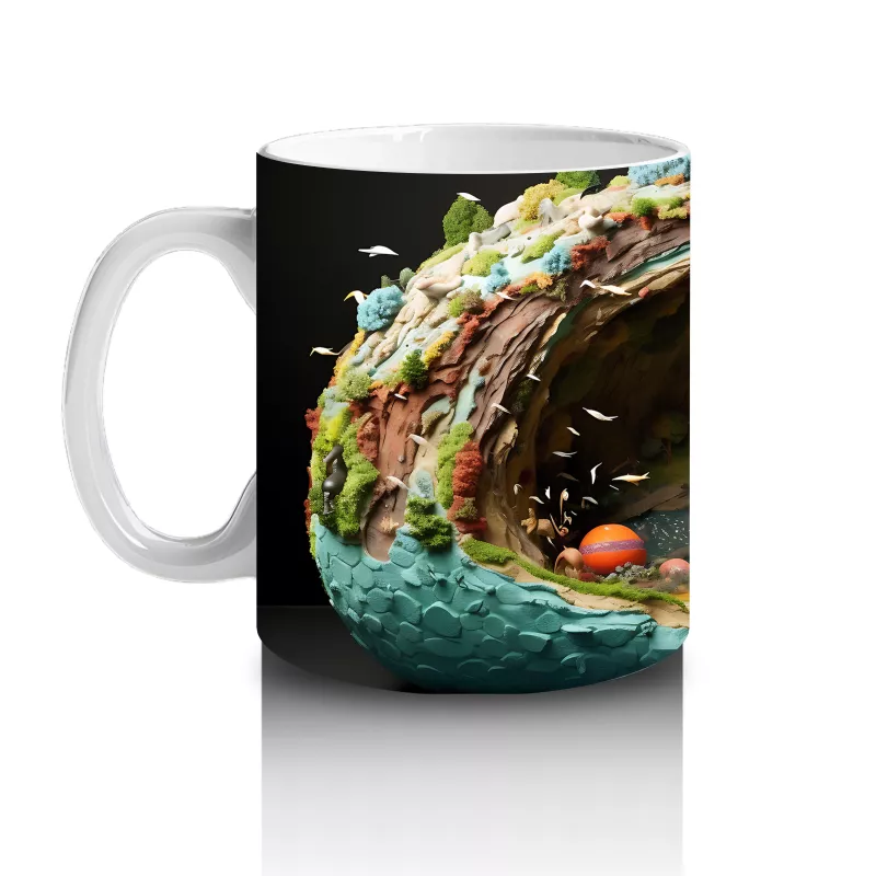 Renkli Mercanlar ve Balıklarla Süslenmiş Su Altı Mağarası – Baskılı Kahve Kupası - 2