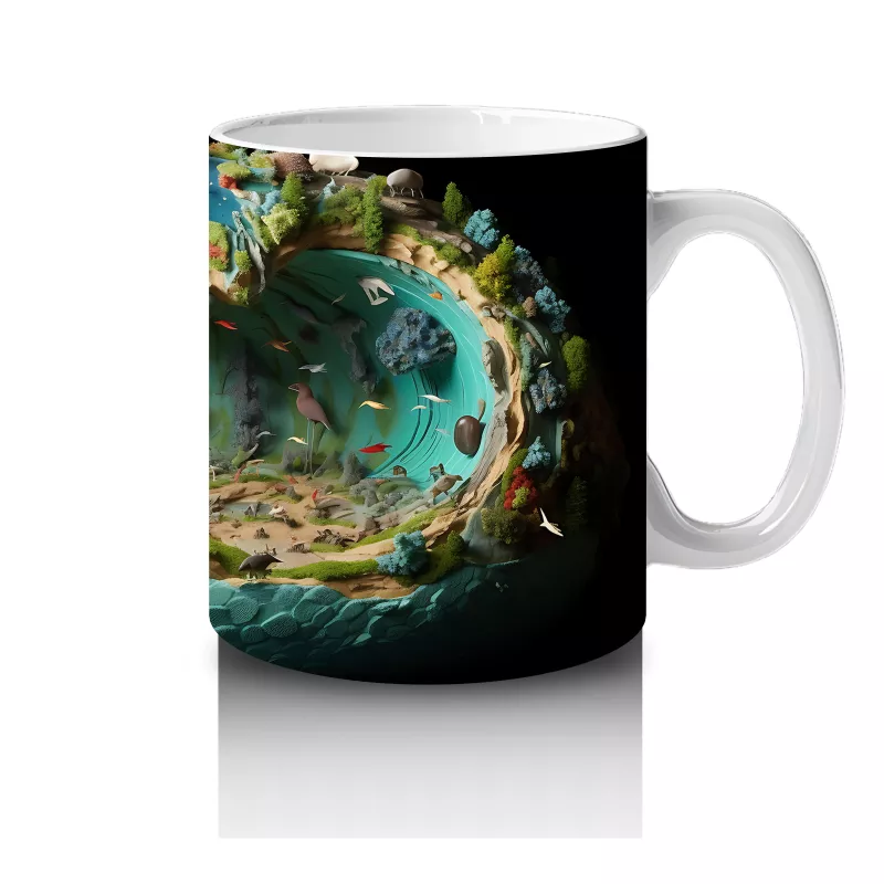 Renkli Mercanlar ve Balıklarla Süslenmiş Su Altı Mağarası – Baskılı Kahve Kupası - 4