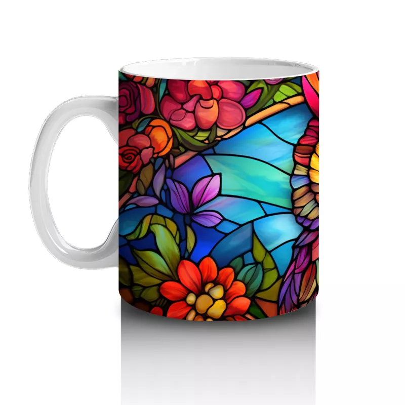 Renkli Mozaik Desenli Baykuş İllüstrasyonu – Baskılı Kahve Kupası - 2