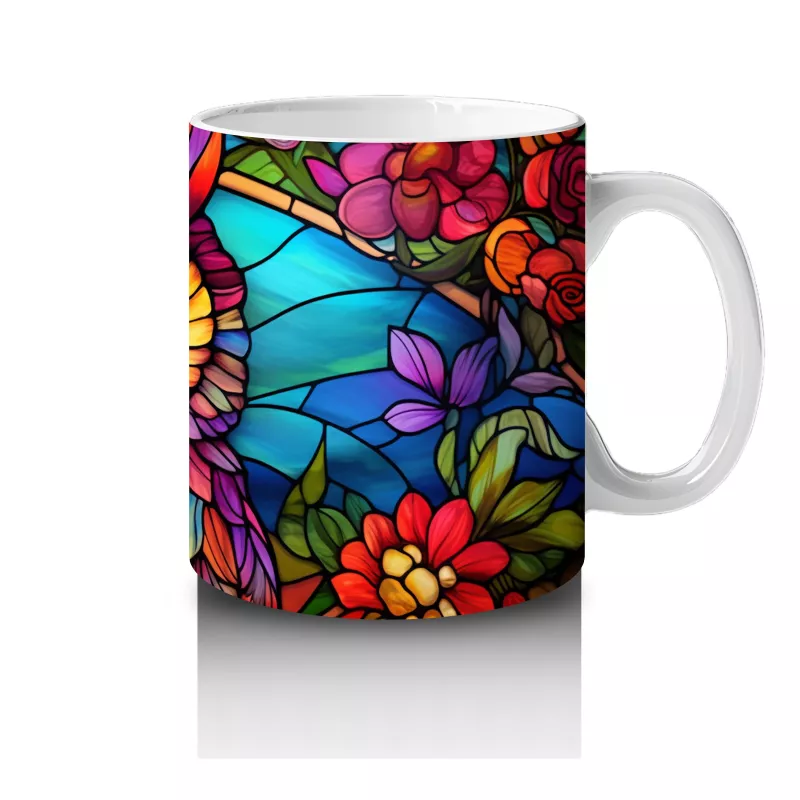 Renkli Mozaik Desenli Baykuş İllüstrasyonu – Baskılı Kahve Kupası - 4