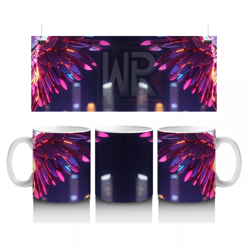 Renkli Neon Işıklarla Dans Eden Kediler – Baskılı Kahve Kupası