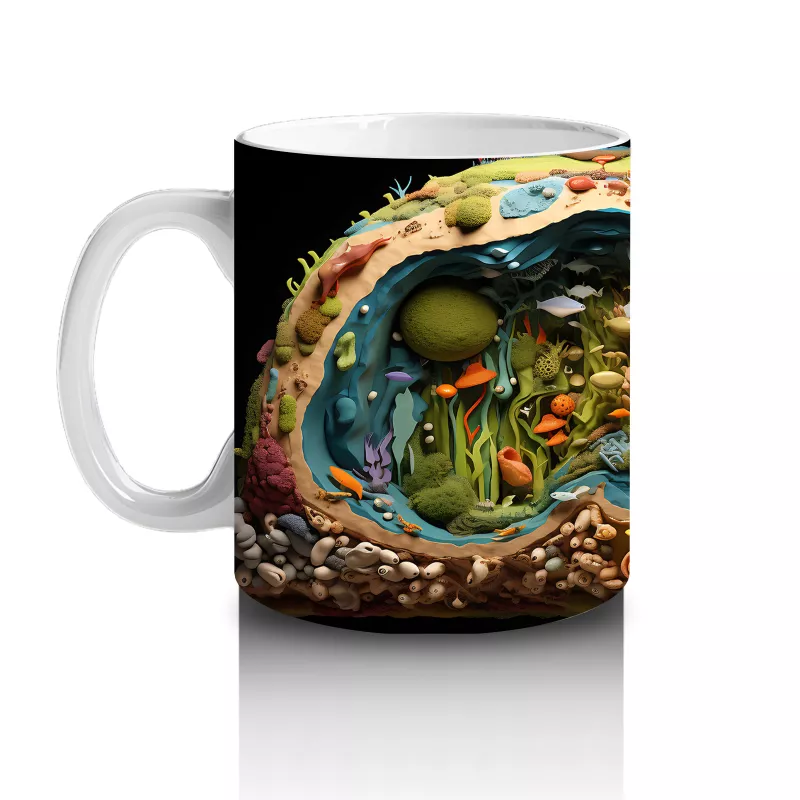 Renkli Ormanda Gizlenen Kertenkele – Baskılı Kahve Kupası - 2