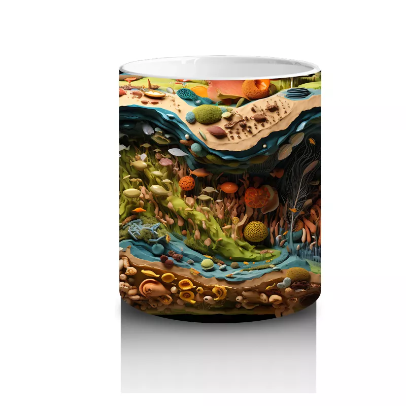 Renkli Ormanda Gizlenen Kertenkele – Baskılı Kahve Kupası - 3