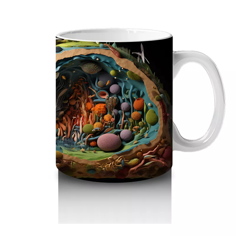 Renkli Ormanda Gizlenen Kertenkele – Baskılı Kahve Kupası - 4