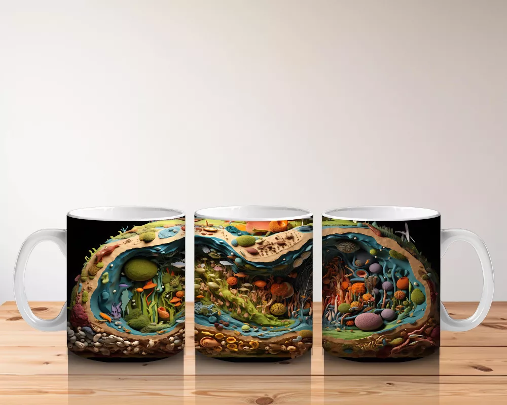 Renkli Ormanda Gizlenen Kertenkele – Baskılı Kahve Kupası - 5