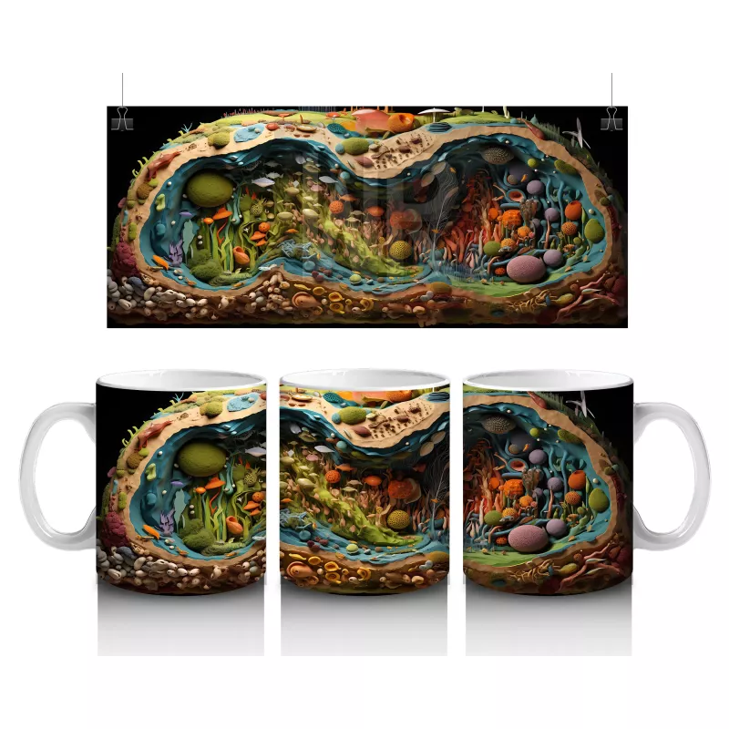 Renkli Ormanda Gizlenen Kertenkele – Baskılı Kahve Kupası