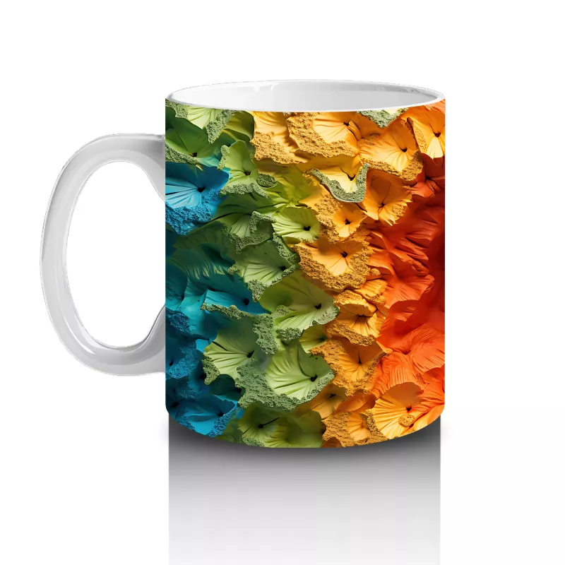 Renkli Rölyef Dokuda Soluk Turuncu Kelebek – Baskılı Kahve Kupası - 2